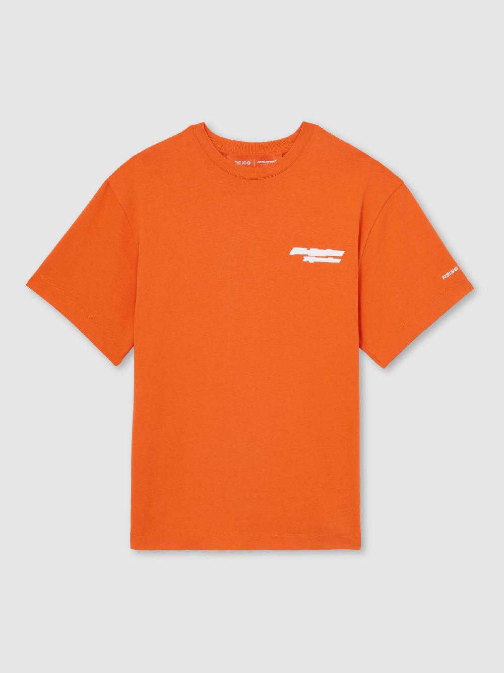 Reiss McLaren F1 Team Oversize Unisex Fit Logo T-Shirt In Papaya Orange