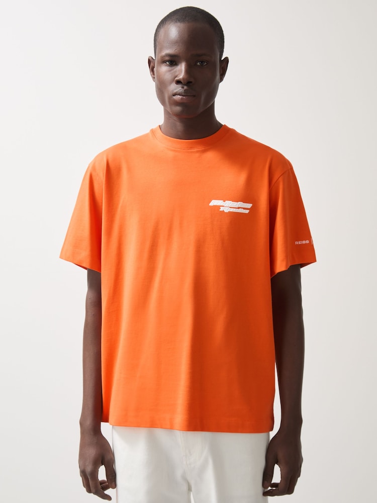 reiss McLaren F1 Team Oversize Unisex Fit Logo T-Shirt in Papaya Orange