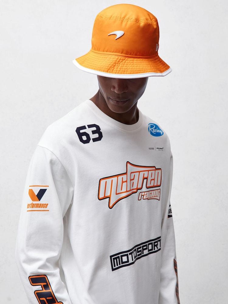 reiss McLaren F1 Team Speedmark Bucket Hat in Papaya Orange