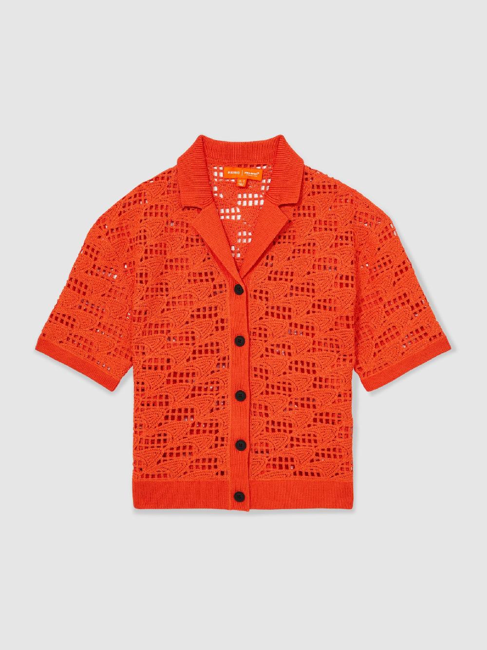 Reiss McLaren F1 Team Speedmark Crochet Shirt In Papaya