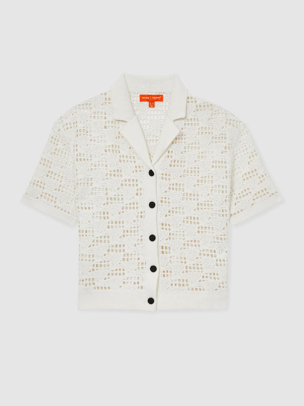 Reiss McLaren F1 Team Speedmark Crochet Shirt In White