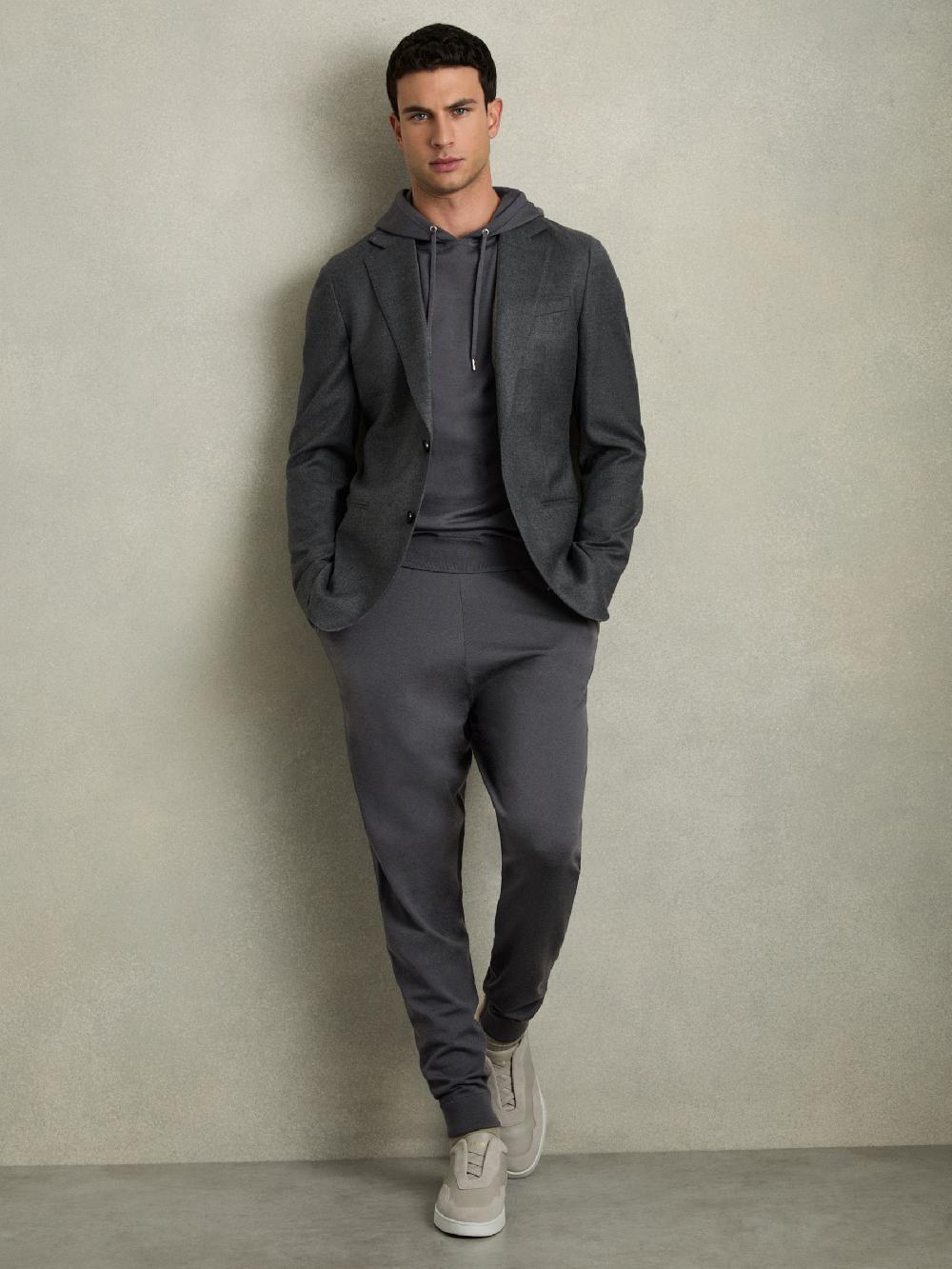 Reiss Merino-Blend Stretch Joggers In Blackened Blue