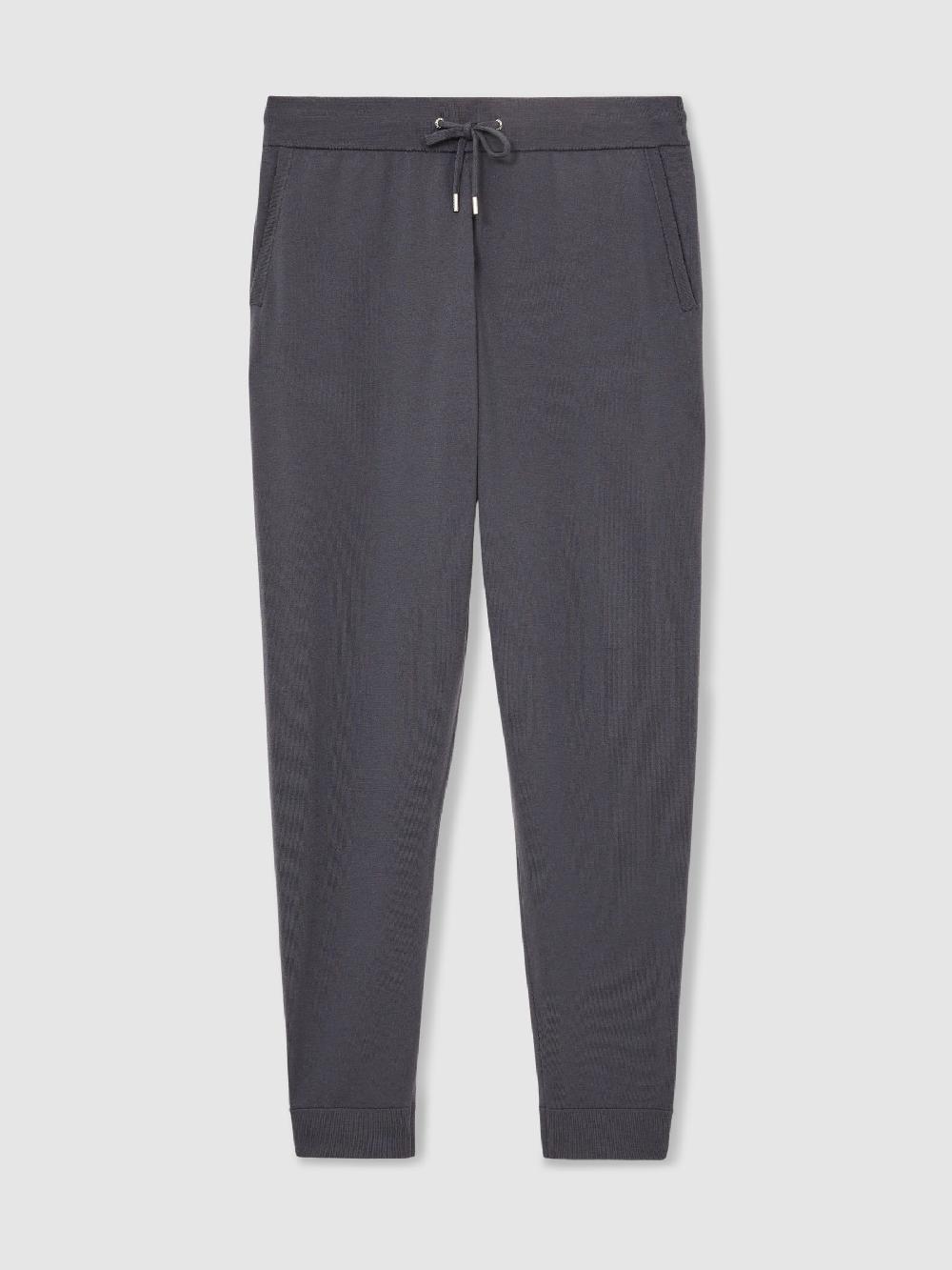 Reiss Merino-Blend Stretch Joggers In Blackened Blue