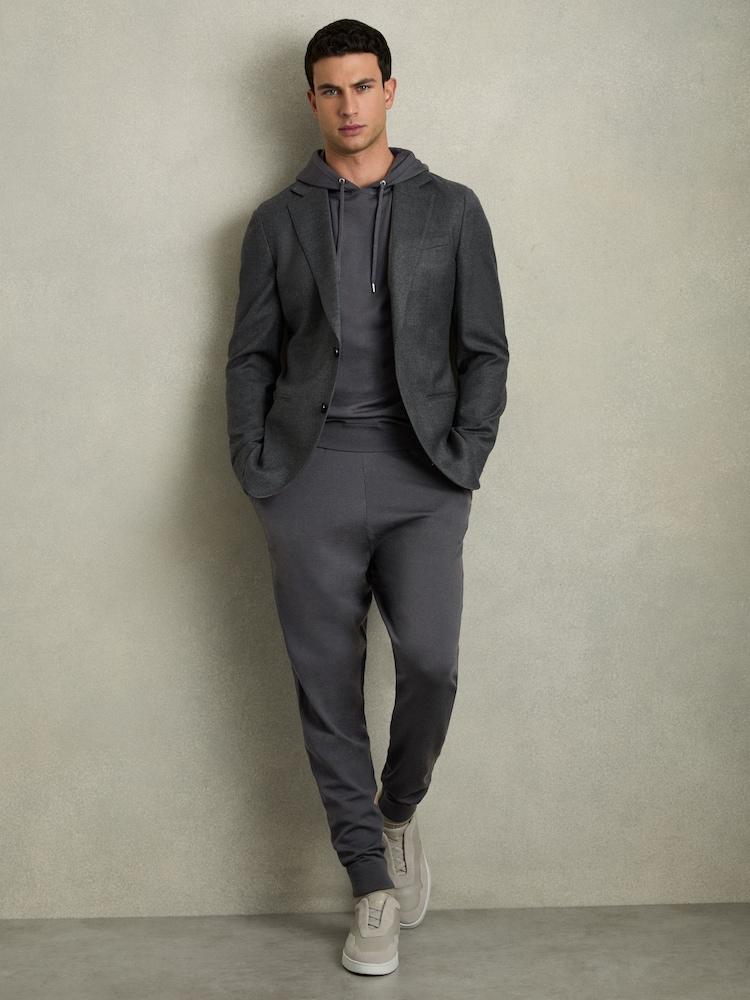 reiss Merino-Blend Stretch Joggers in Blackened Blue