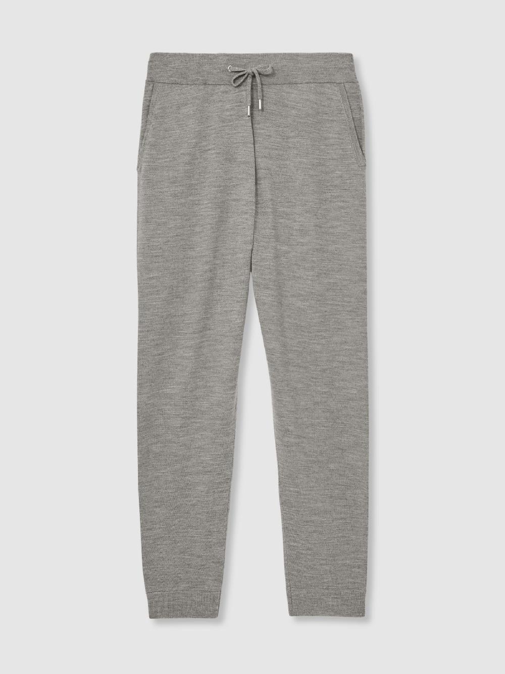 Reiss Merino-Blend Stretch Joggers In Warm Grey Melange
