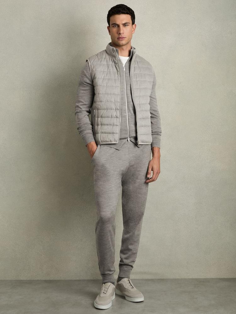 reiss Merino-Blend Stretch Joggers in Warm Grey Melange