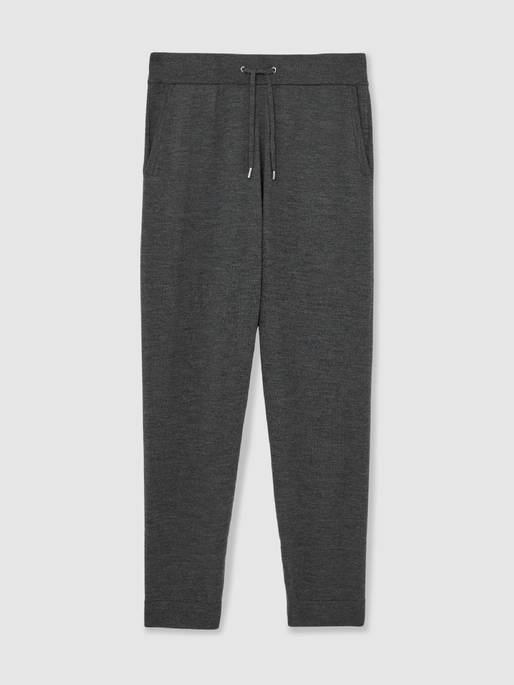 Reiss Merino Wool-Blend Cuffed Joggers In Derby Grey Melange