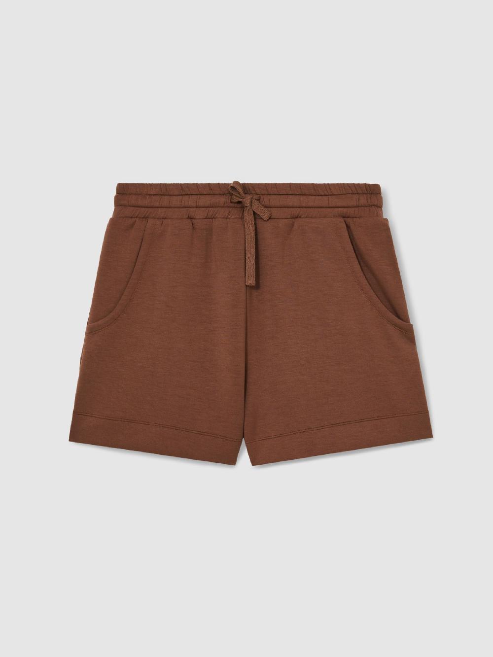 Reiss Modal-Blend Interlock Jersey Shorts In Toffee Brown