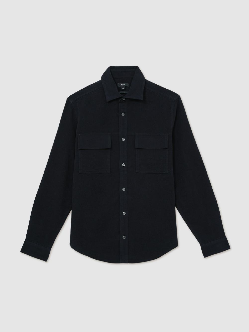 Reiss Moleskin-Cotton Twin-Pocket Overshirt In Navy