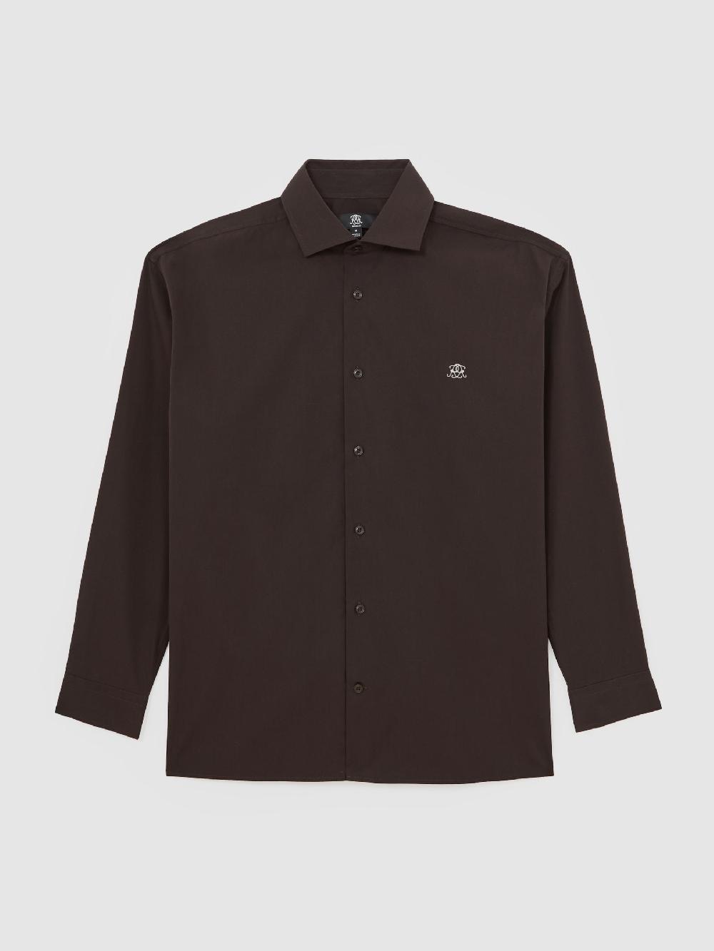 Reiss Monogram Cotton Oversized Shirt In Chocolate Brown