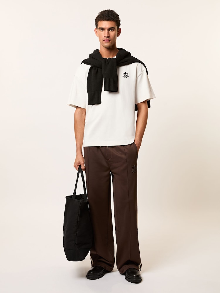 reiss Monogram Cotton Oversized T-Shirt in Off White