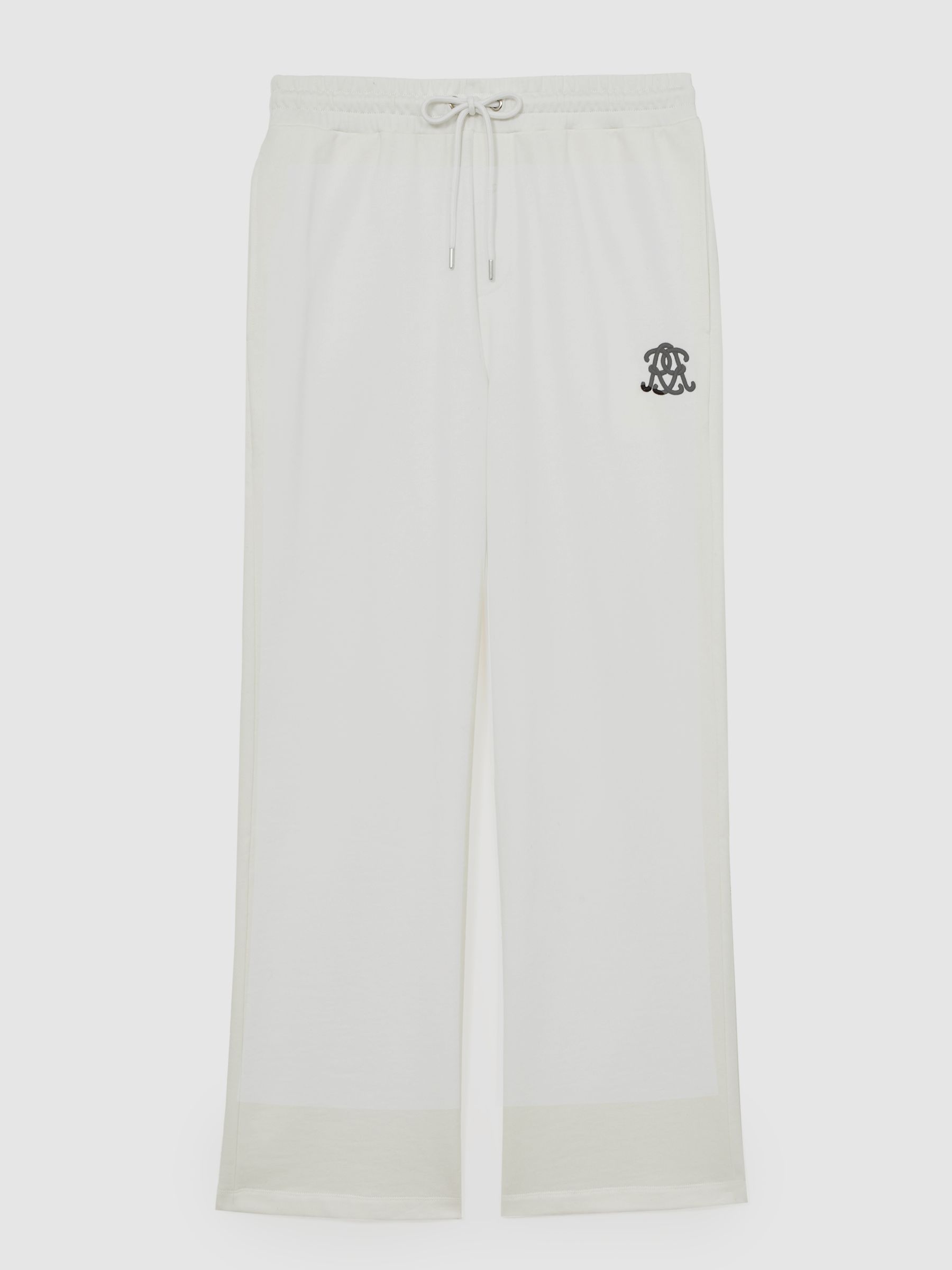 Reiss Monogram Cotton Wide-Leg Joggers In Off White