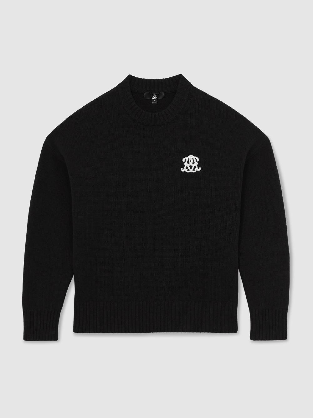 Reiss Monogram Embroidered Relaxed Jumper Wool In Black
