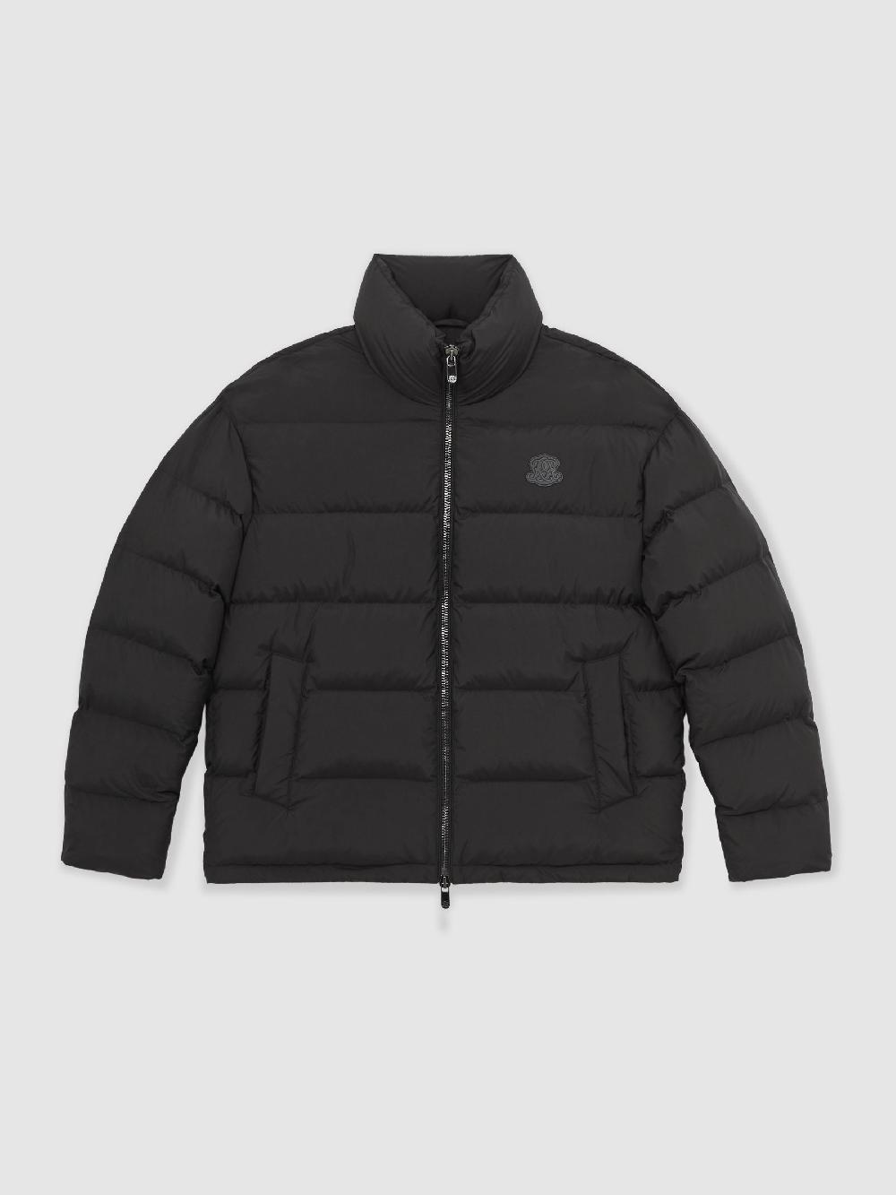 Reiss Monogram Quilted Relaxed Puffer Jacket In Black
