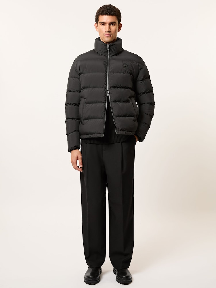 reiss Monogram Quilted Relaxed Puffer Jacket in Black