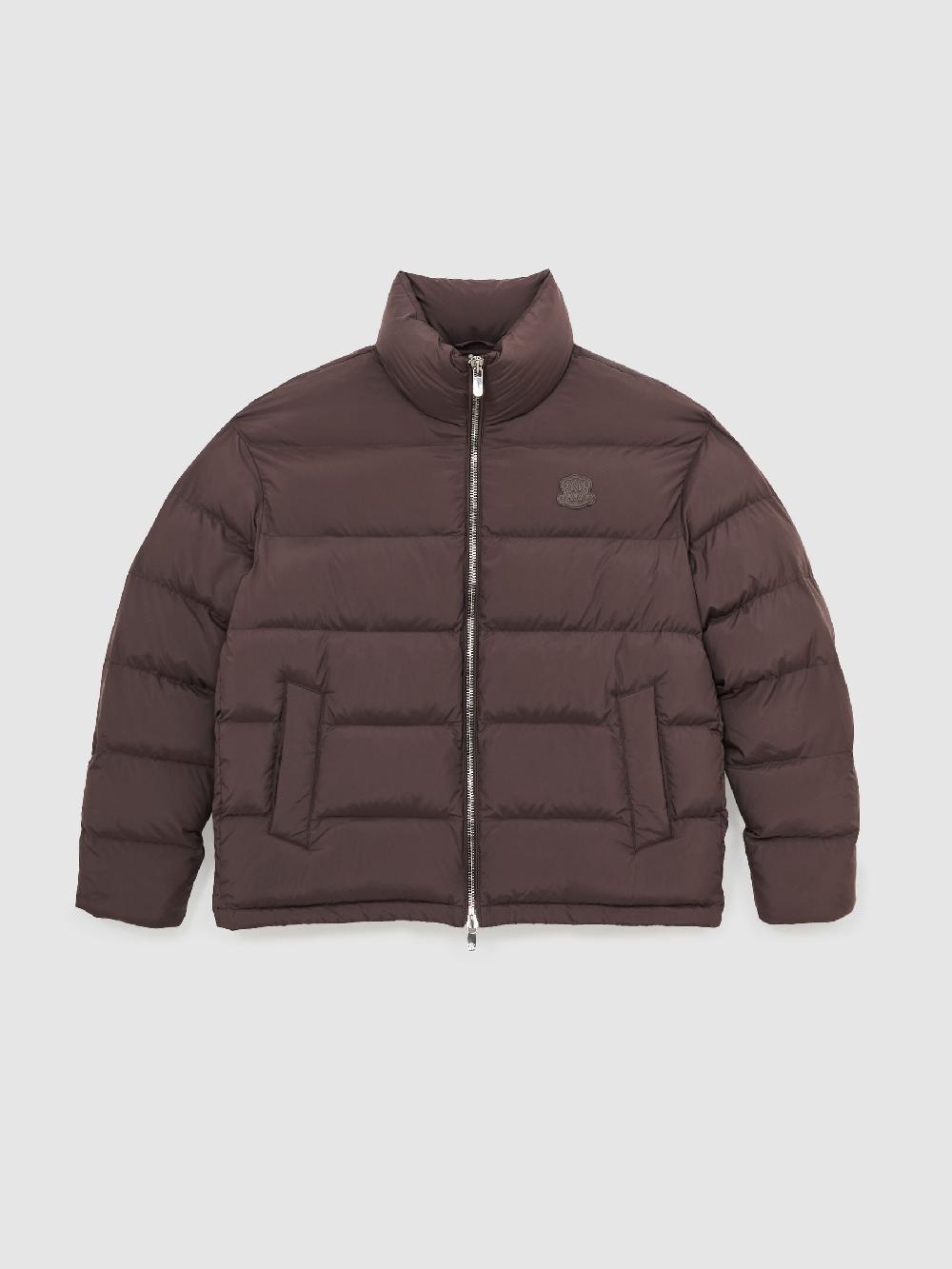 Reiss Monogram Quilted Relaxed Puffer Jacket In Brown