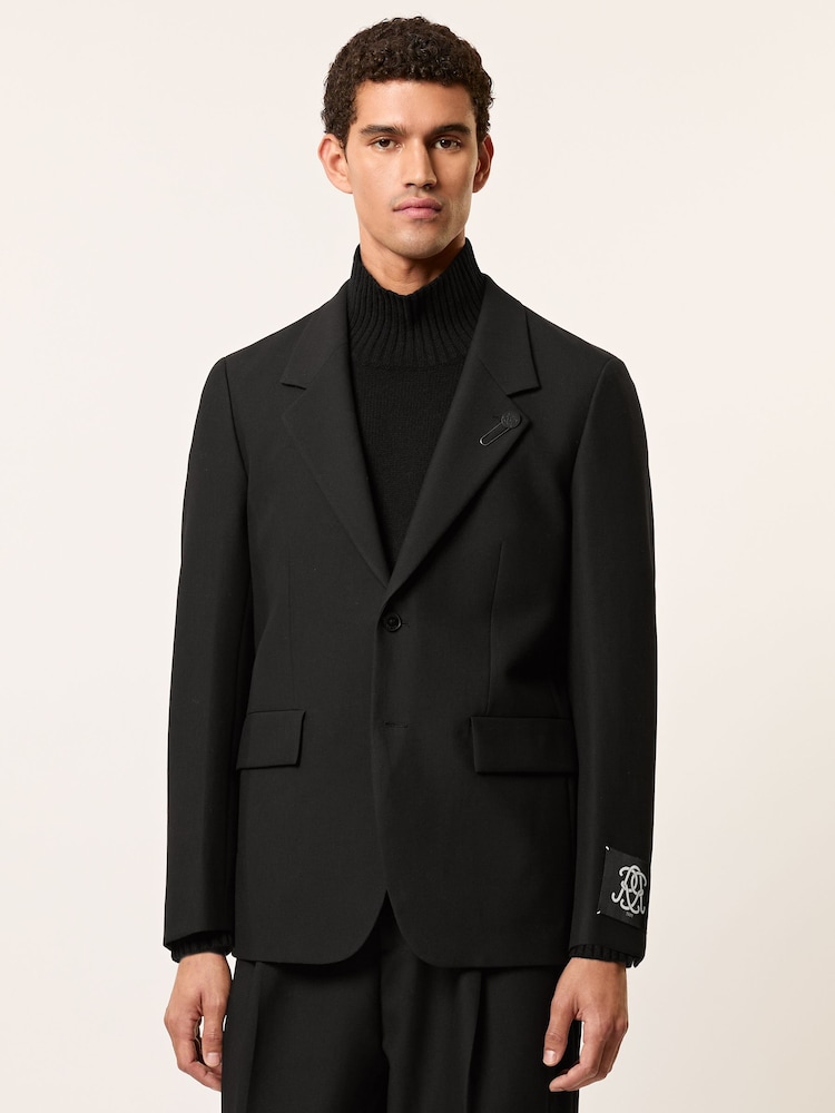 reiss Monogram Relaxed Single-Breasted Blazer in Black