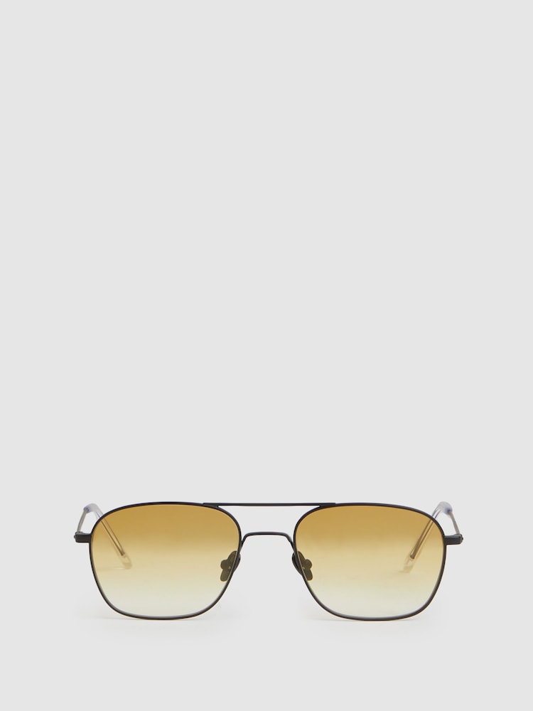 reiss Monokel Eyewear Aviator Style Sunglasses in Yellow