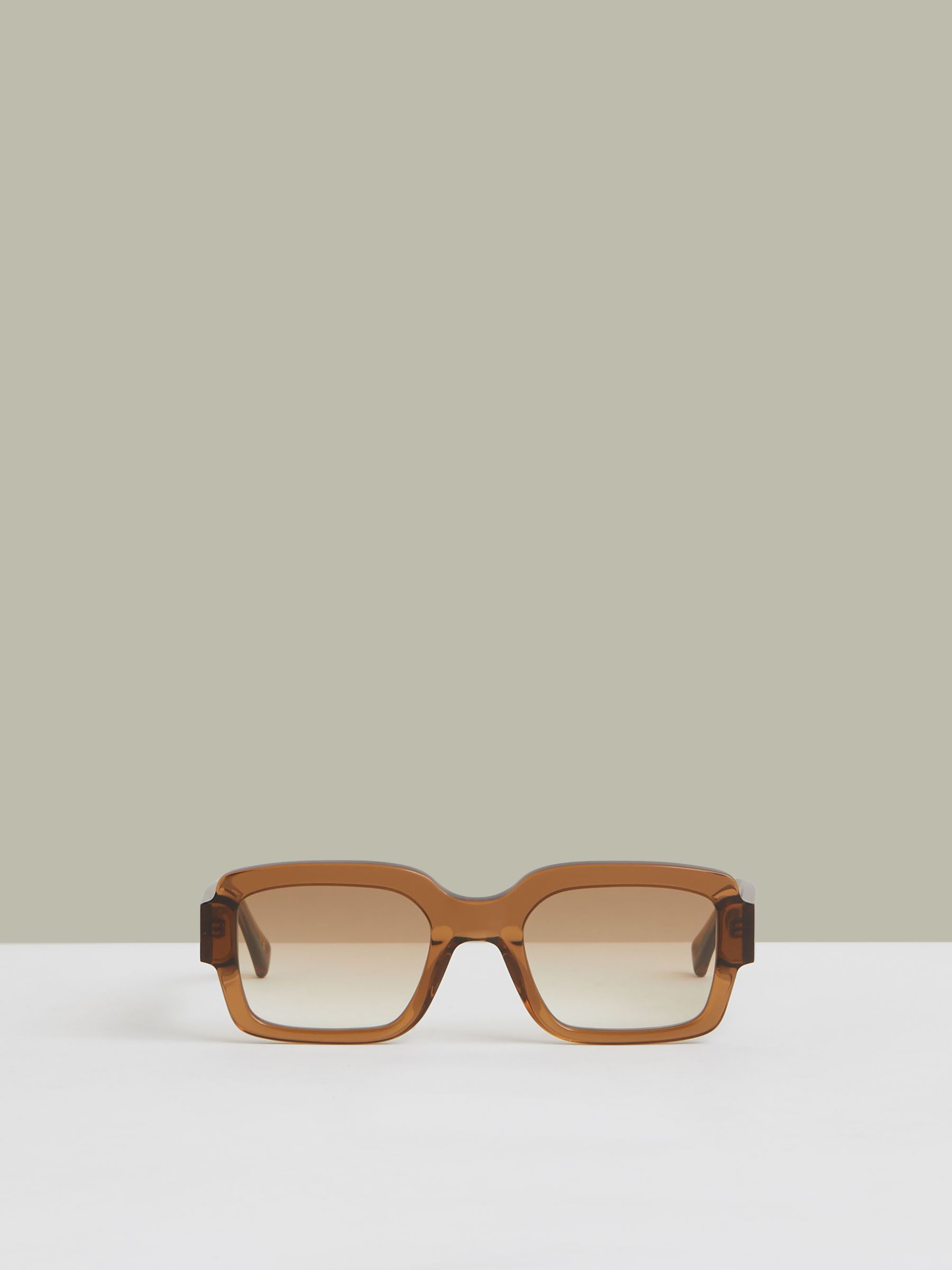Reiss Monokel Eyewear Rectangle Sunglasses In Cola Brown