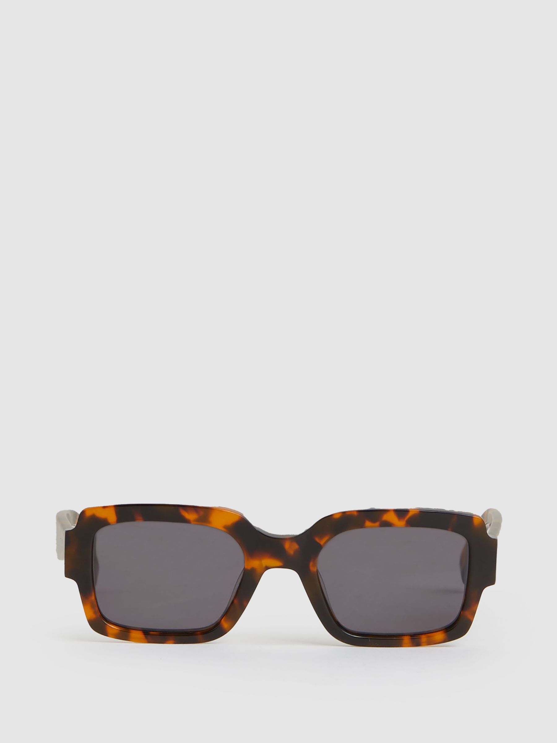 Reiss Monokel Eyewear Rectangle Sunglasses In Havana Brown