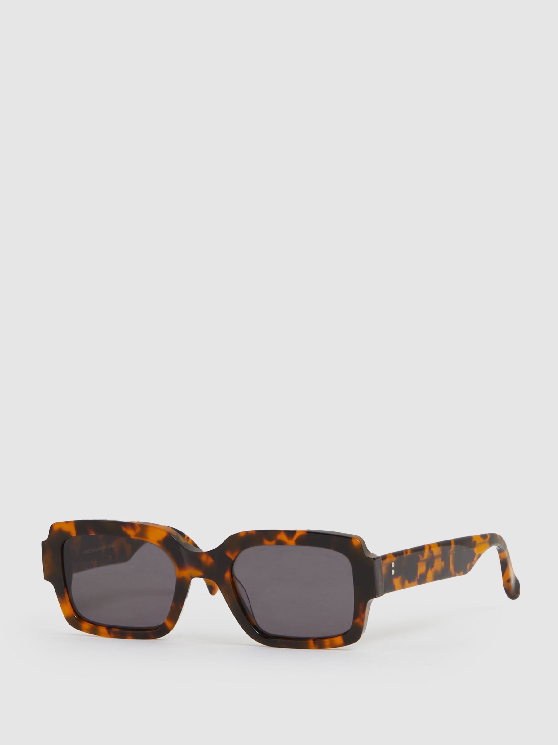 Reiss Monokel Eyewear Rectangle Sunglasses In Havana Brown