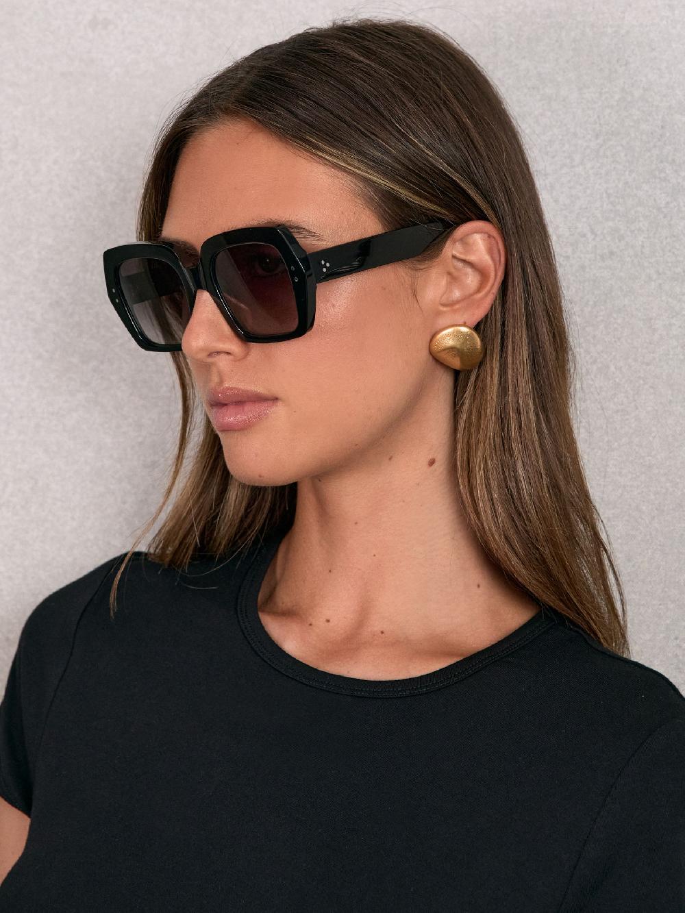 Reiss Monokel Oversized Eyewear Sunglasses In Black