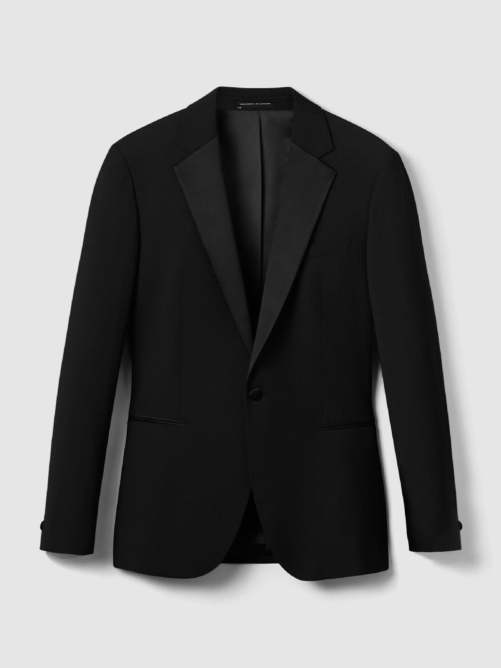 Reiss Notch Lapel Single-Breasted Tuxedo Jacket Tailored-Fit In Black