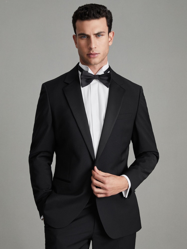 reiss Notch Lapel Single-Breasted Tuxedo Jacket Tailored-Fit in Black