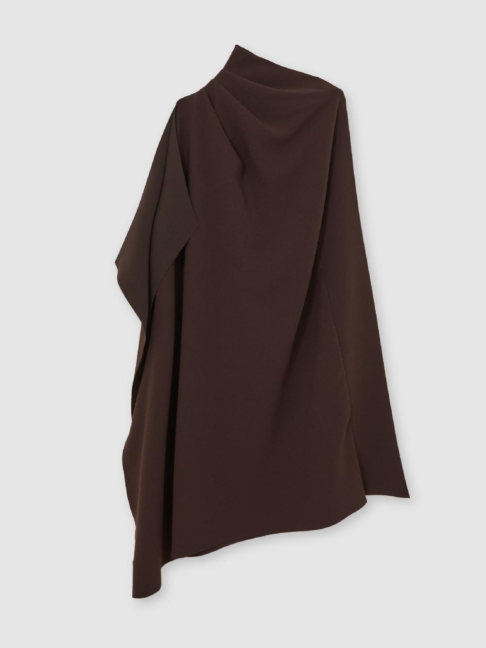Reiss One-Shoulder Draped Mini Dress In Chocolate Brown