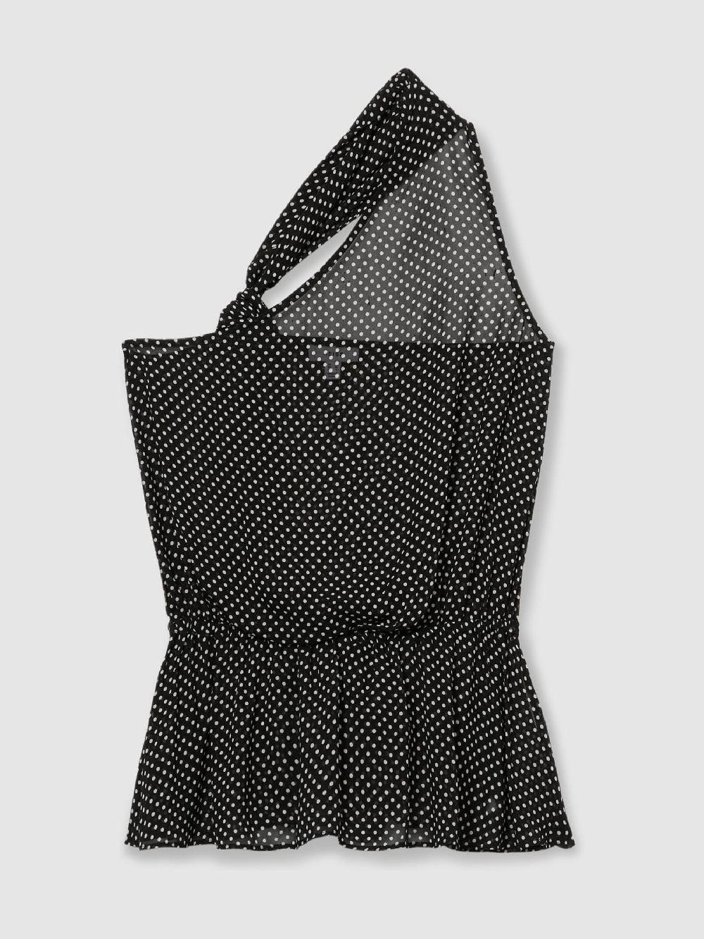 Reiss One-Shoulder Polka-Dot Georgette Top In Black