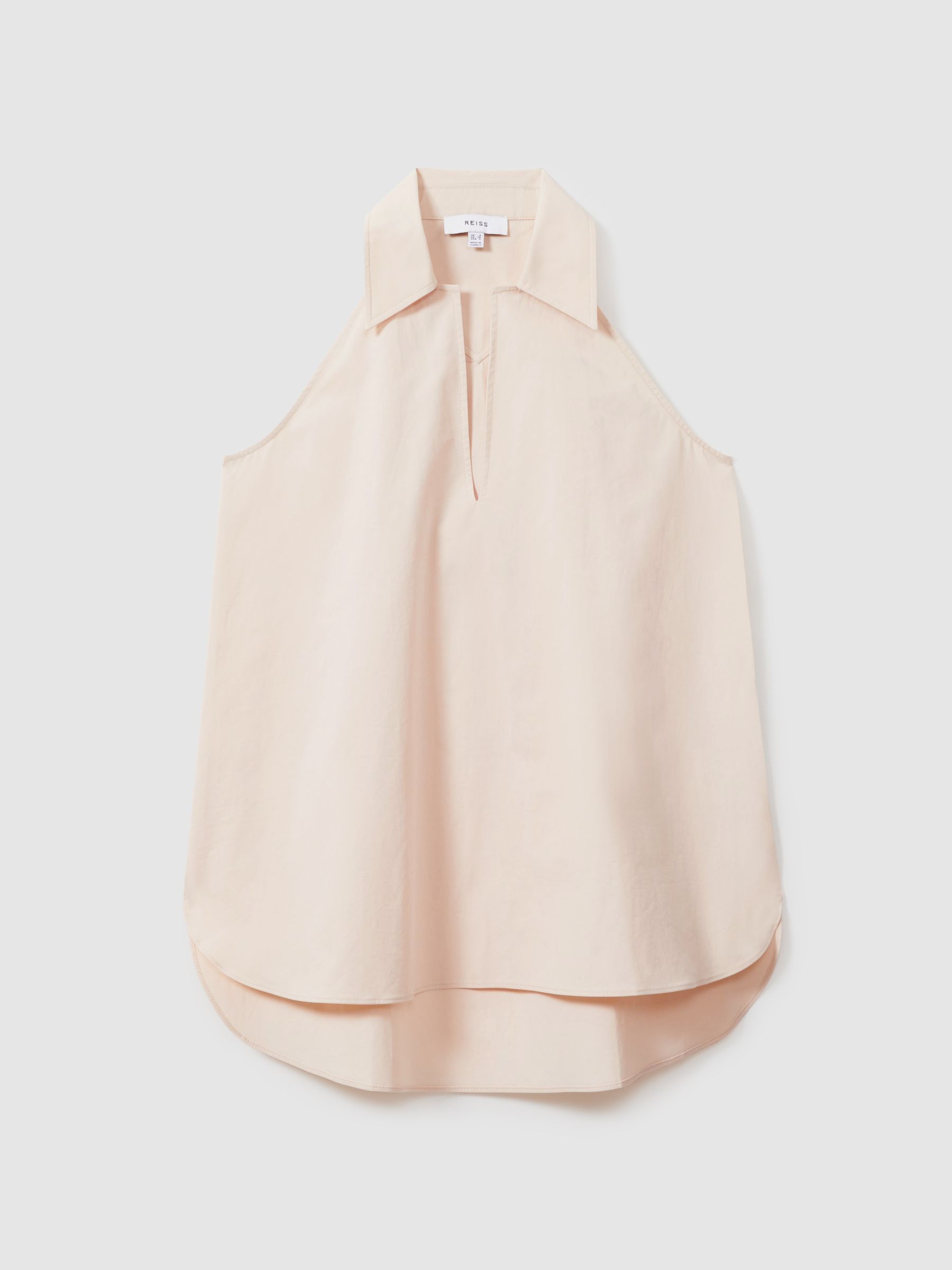 Reiss Open-Collar Cotton Blend Sleeveless Top In Neutral