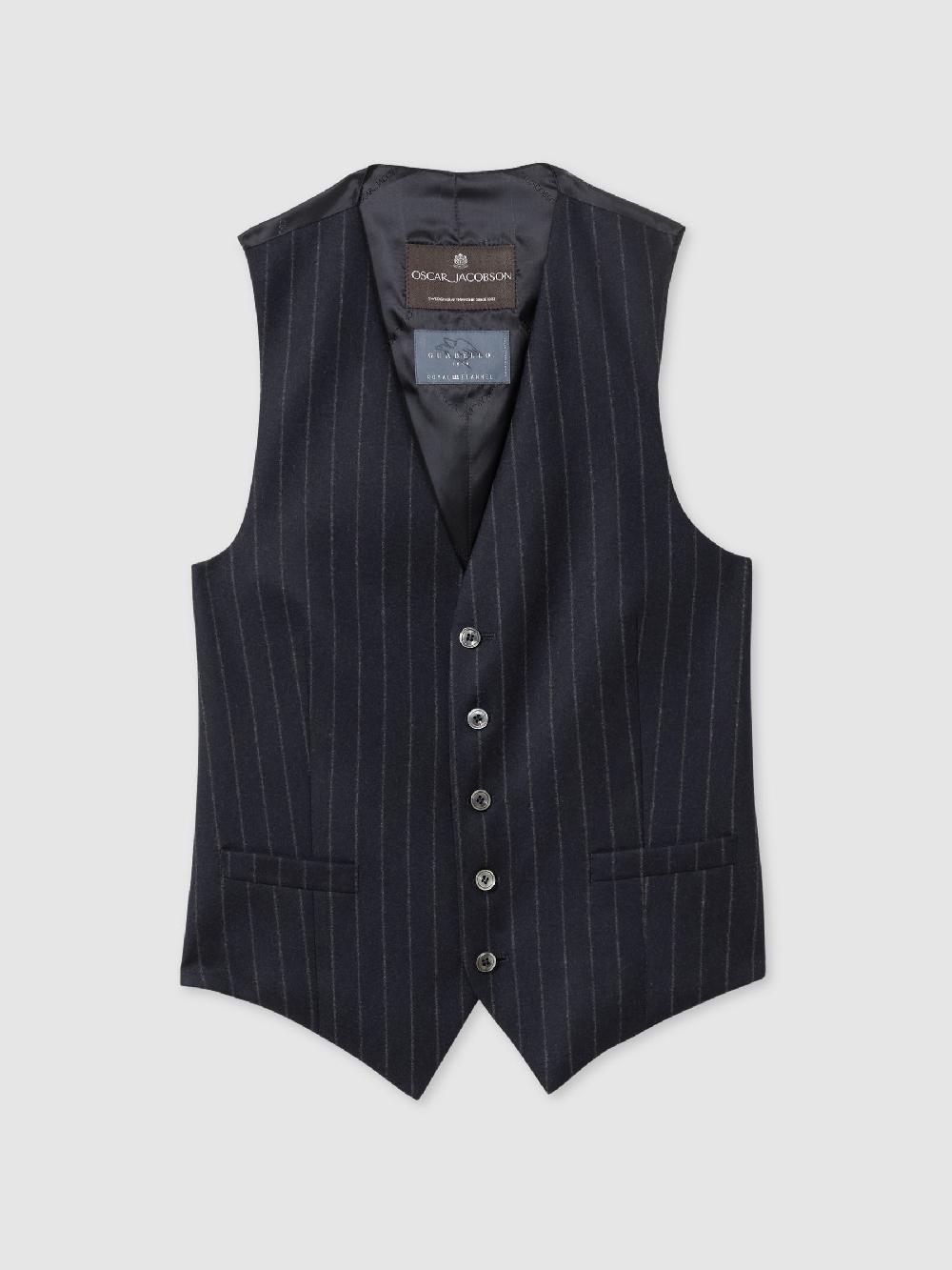 Reiss Oscar Jacobson 100% Wool Pinstripe Waistcoat In Navy