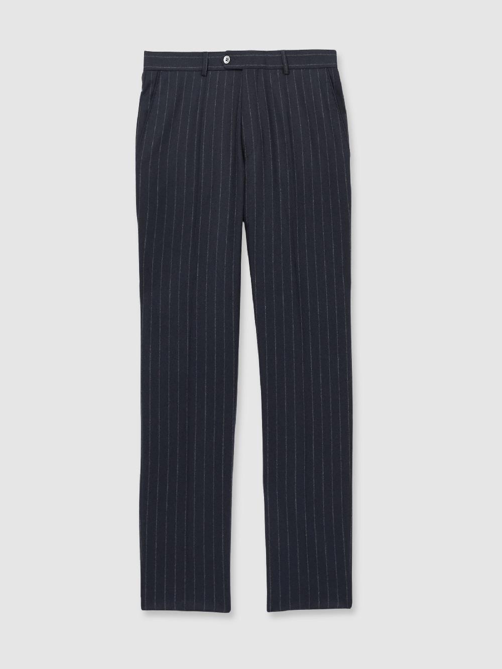 Reiss Oscar Jacobson 100% Wool Slim-Fit Pinstripe Suit Trousers In Navy