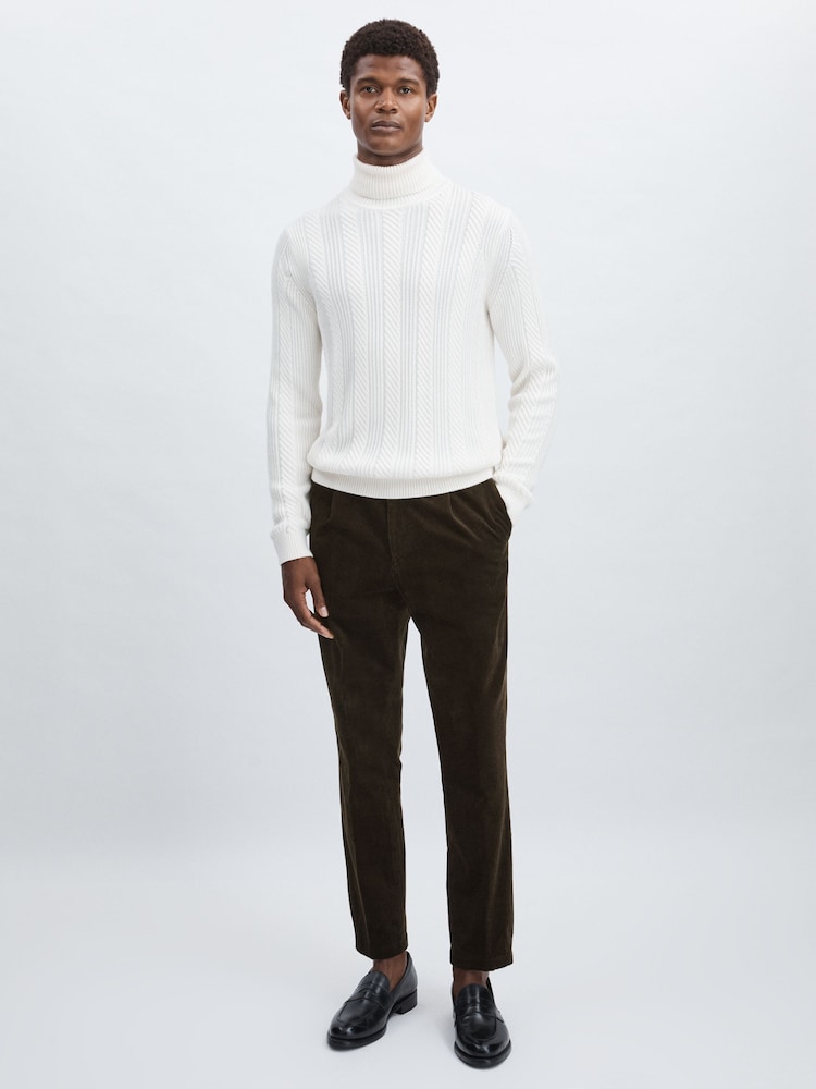 reiss Oscar Jacobson Regular-Fit Corduroy Trousers in Dark Brown