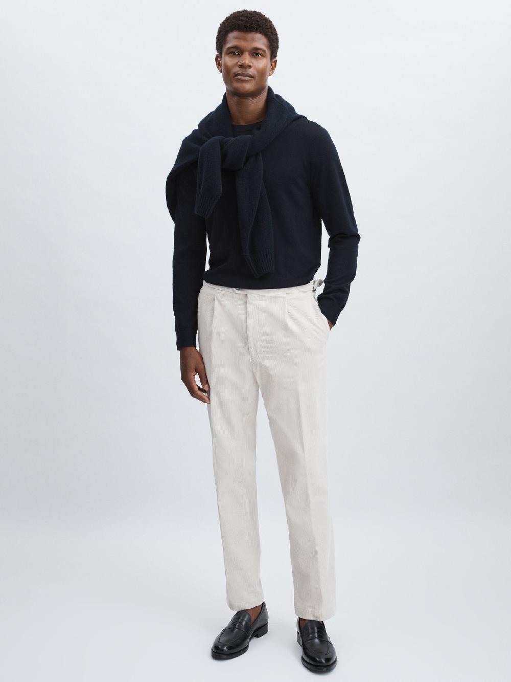 Reiss Oscar Jacobson Regular-Fit Corduroy Trousers In White
