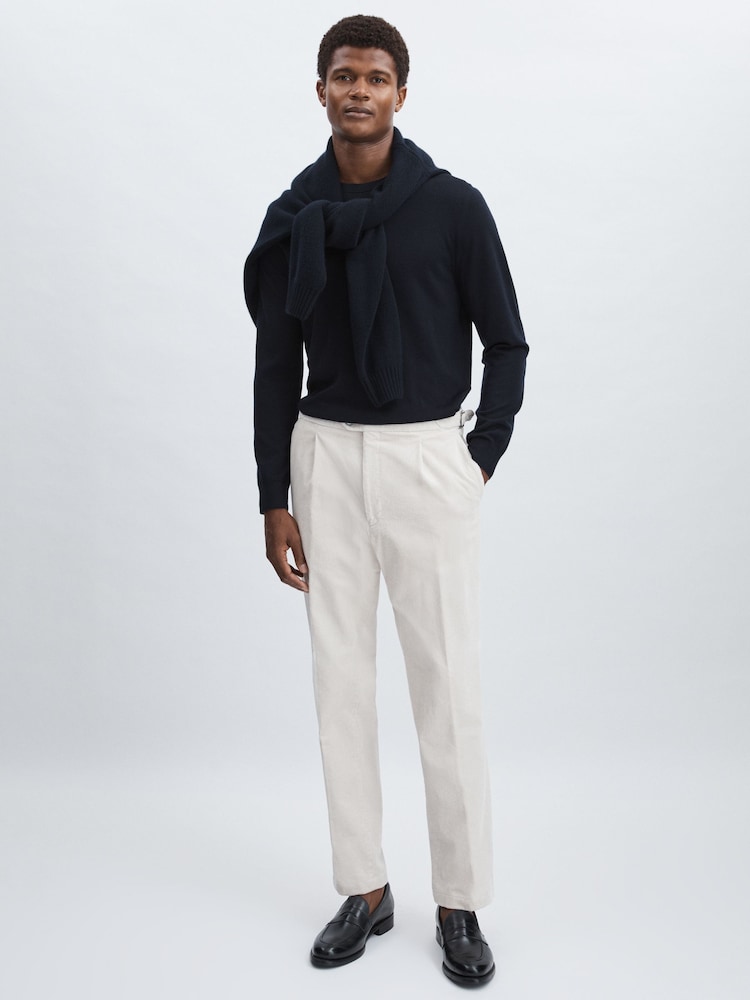 reiss Oscar Jacobson Regular-Fit Corduroy Trousers in White