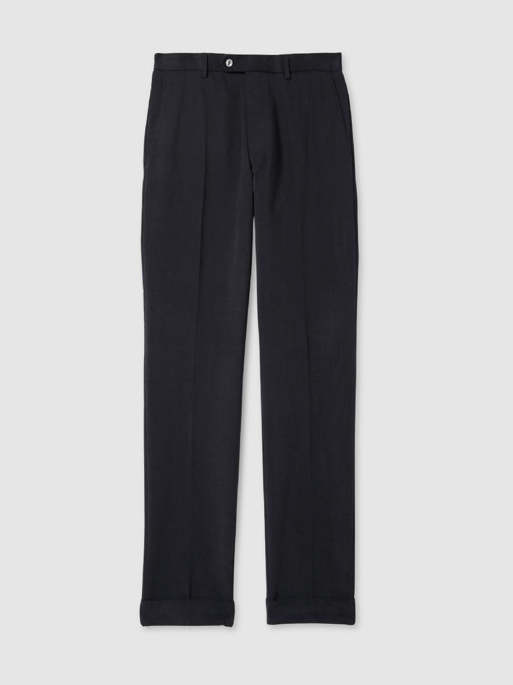 Reiss Oscar Jacobson Slim Fit 100% Cotton Turn-Up Trousers In Navy