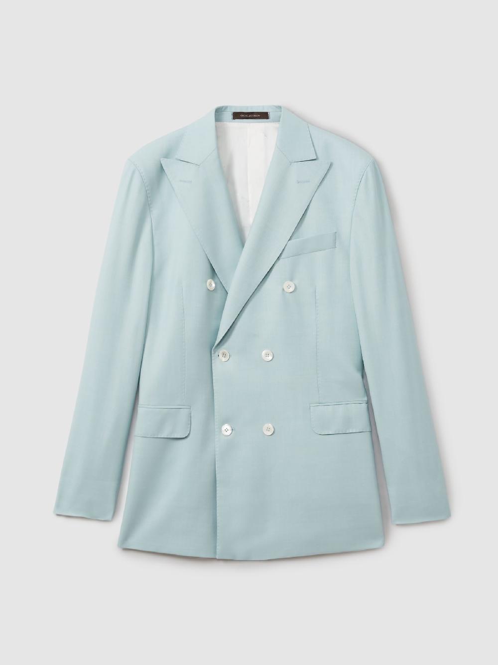 Reiss Oscar Jacobson Wool Double Breasted Blazer In Blue