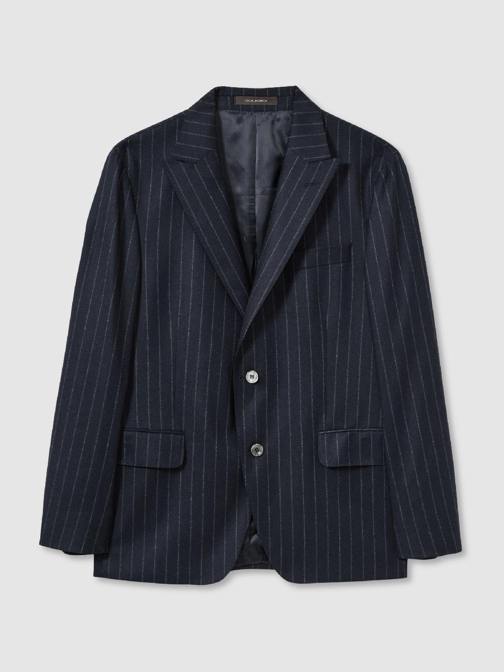 Reiss Oscar Jacobson Wool Single-Breasted Pinstripe Blazer In Navy