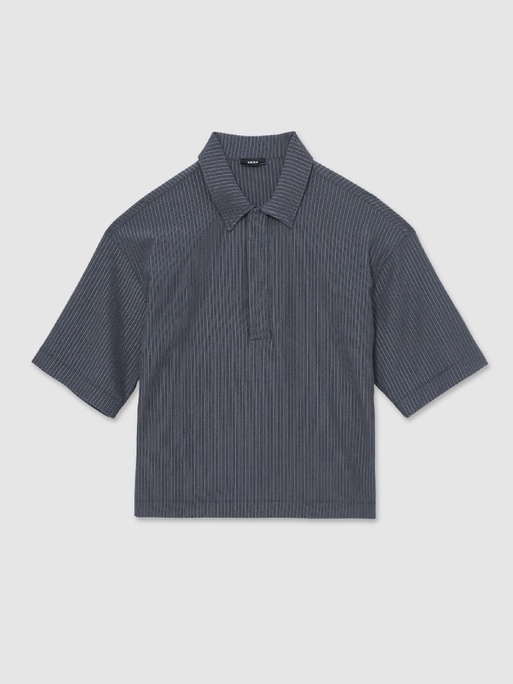 Reiss Oversized Textured Stripe Polo Shirt In Petrol Blue