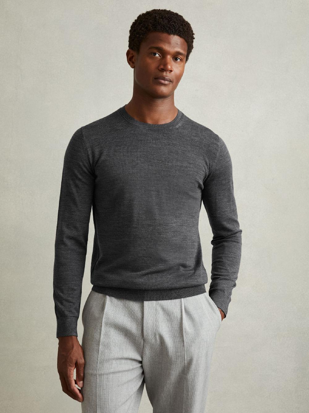 Reiss Pack Of Two Merino Wool Jumpers In Derby Grey Marl