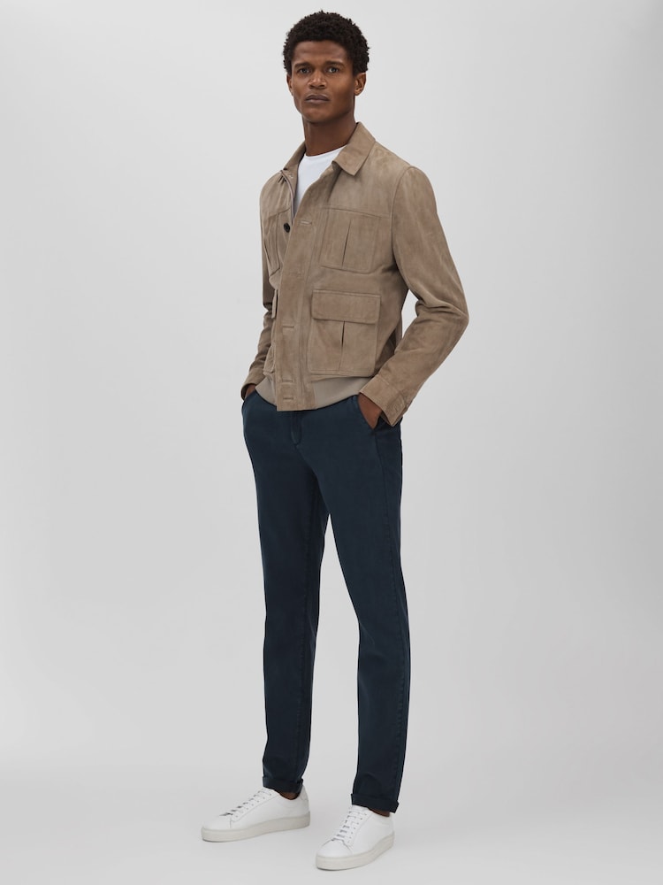 reiss Paige Brushed Drawstring Trousers in Vintage Deep Anchor
