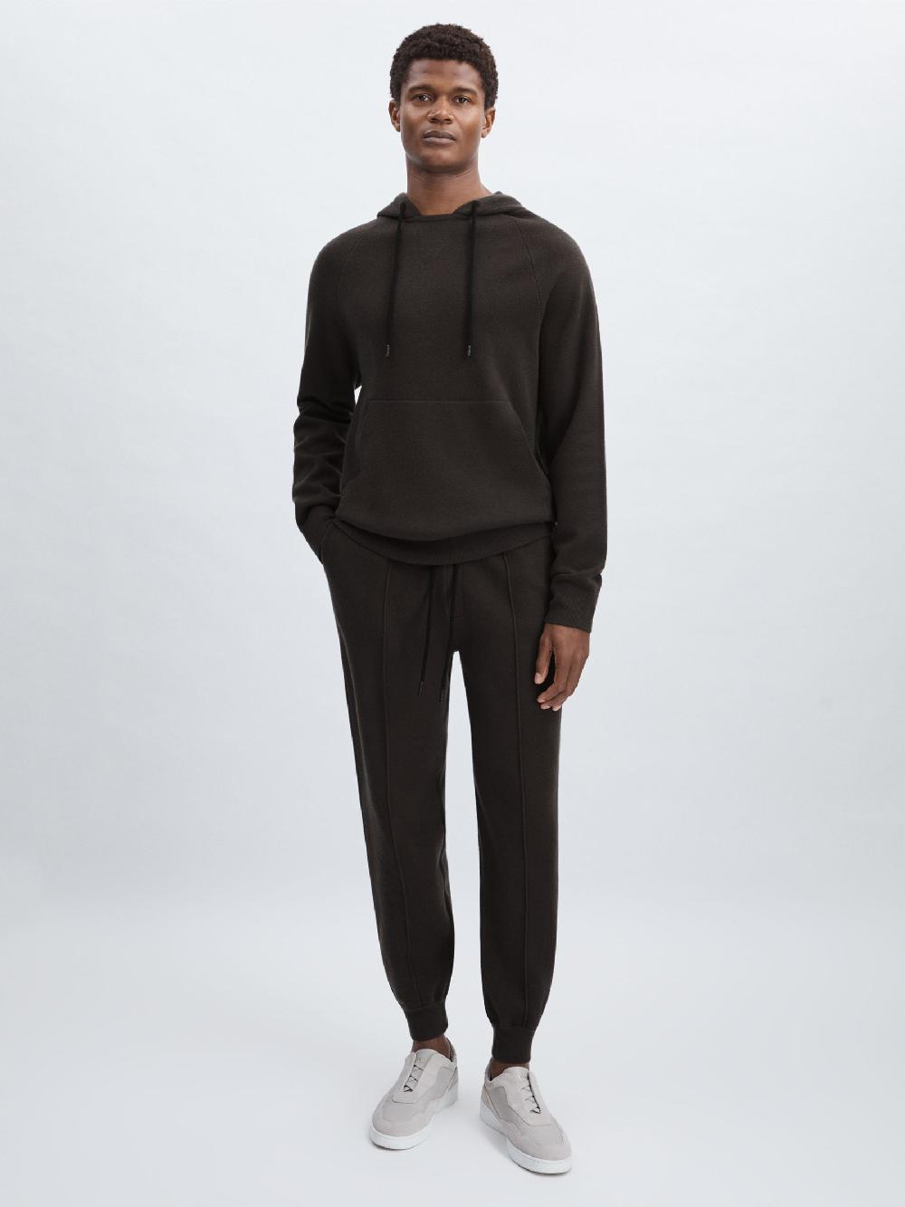 Reiss Paige Compact-Knit Drawstring Trousers In Dark Grey