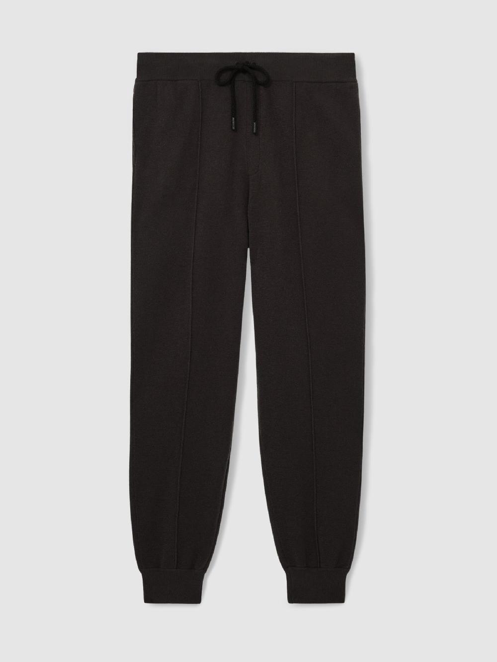 Reiss Paige Compact-Knit Drawstring Trousers In Dark Grey