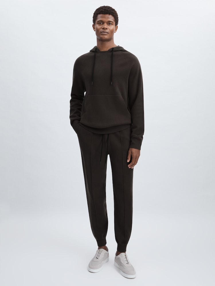 reiss Paige Compact-Knit Drawstring Trousers in Dark Grey