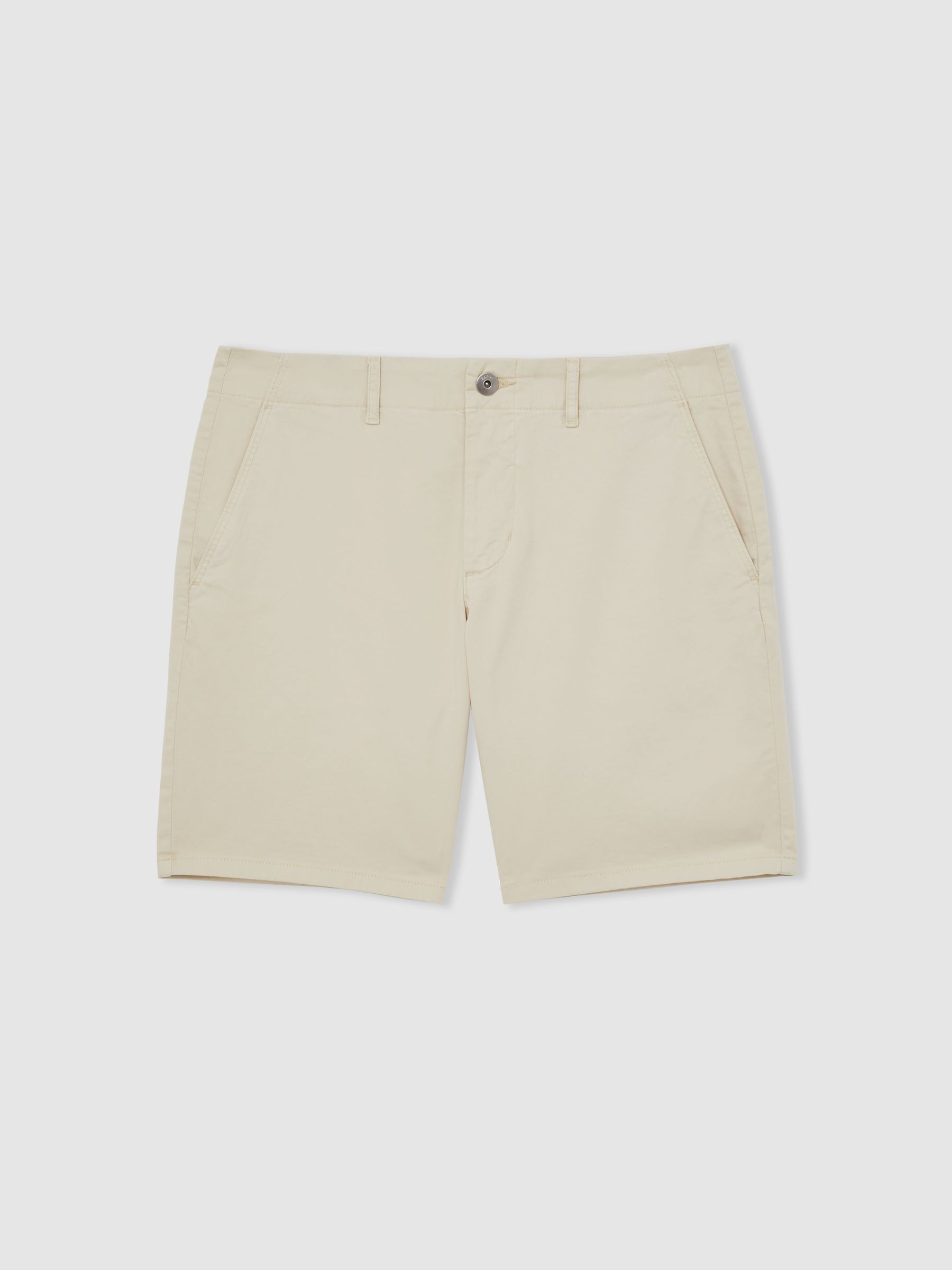 Reiss Paige Cotton Chino Shorts With Stretch In Cream