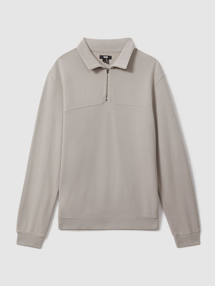 reiss Paige Cotton Quarter-Zip Jumper in Grey Shadow