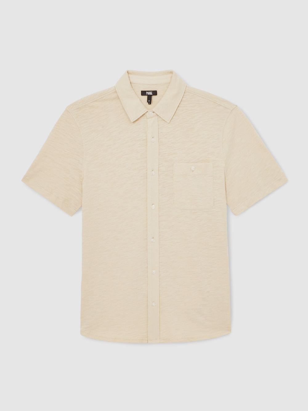 Reiss Paige Cotton Short-Sleeve Jersey Shirt In Cream