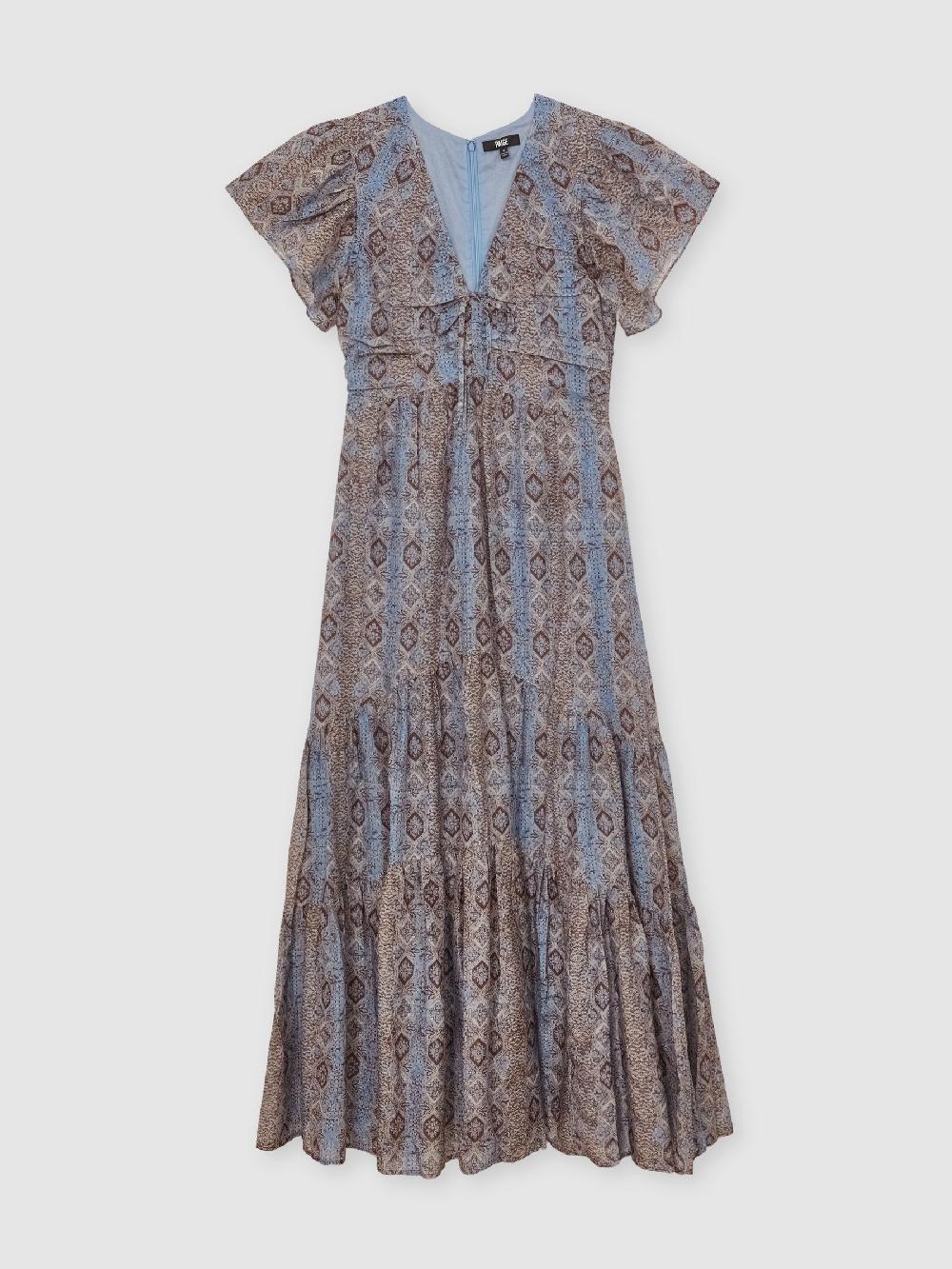 Reiss Paige Cotton-Silk Floral-Print Dress In Navy Print