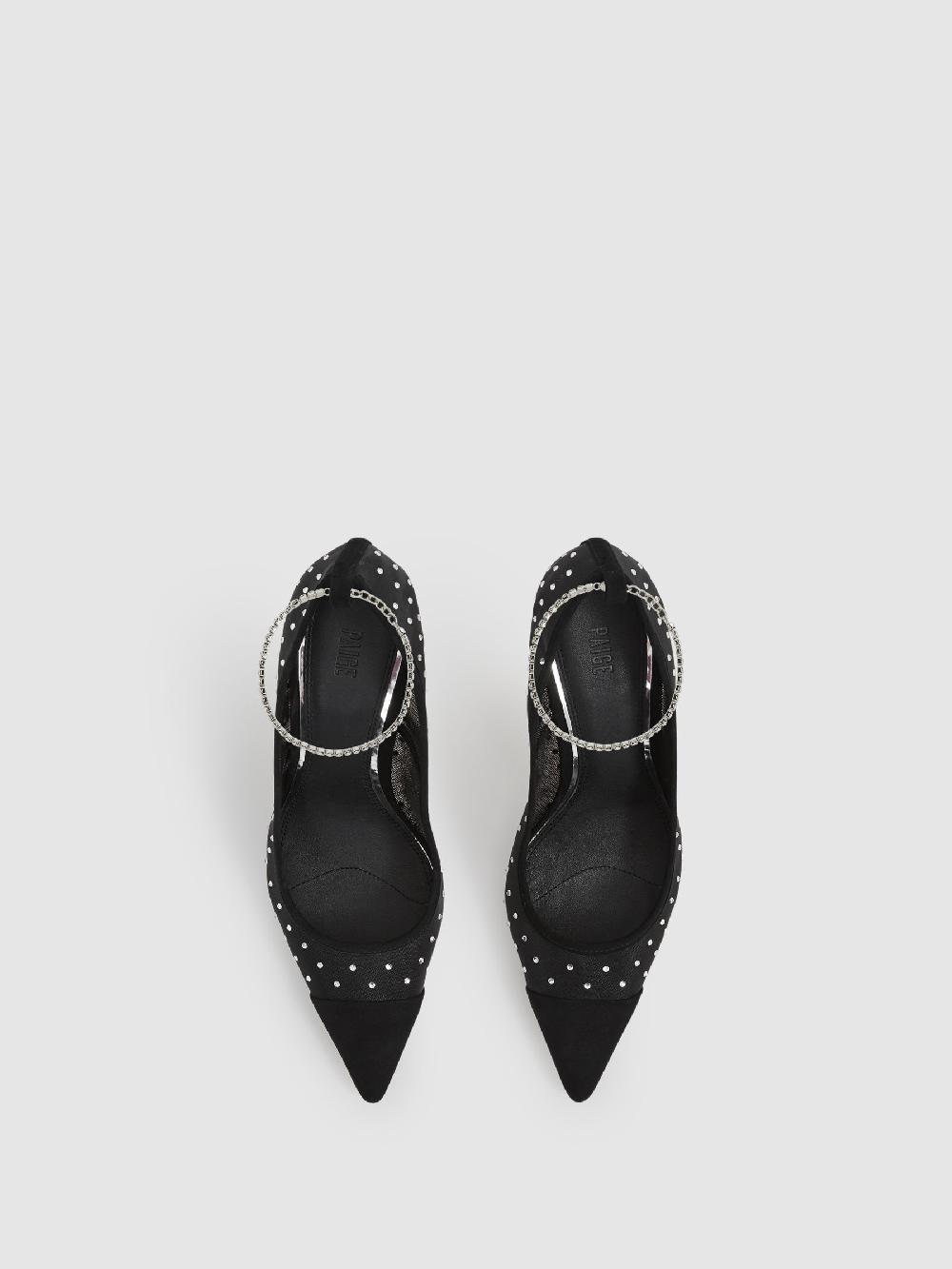 Reiss Paige Crystal-Embellished Mesh Court Shoes In Black
